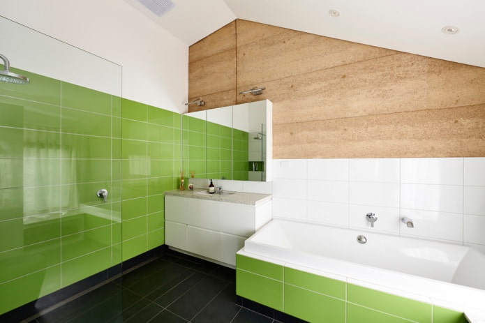 light green tiles in the bathroom