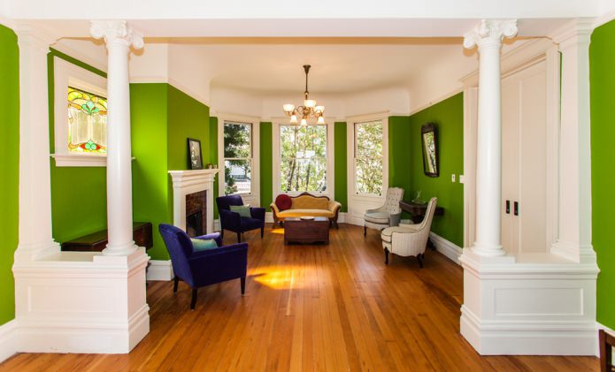 Classic interior with light green walls