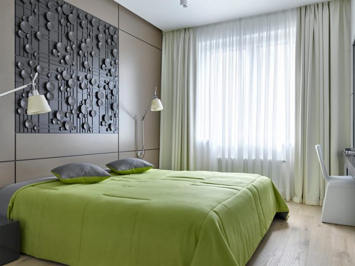 gray-green bedroom interior