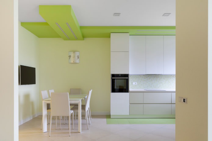 Veredelung der Küche in hellen Grüntönen