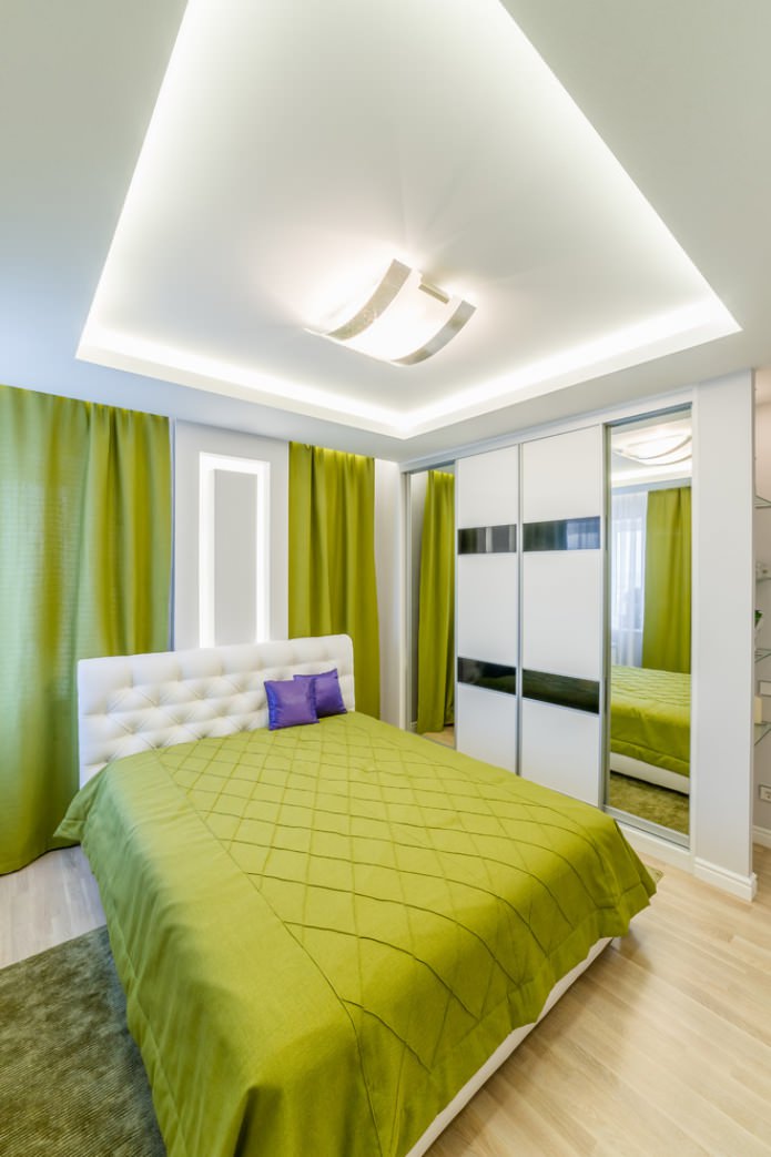 light green textiles in the bedroom