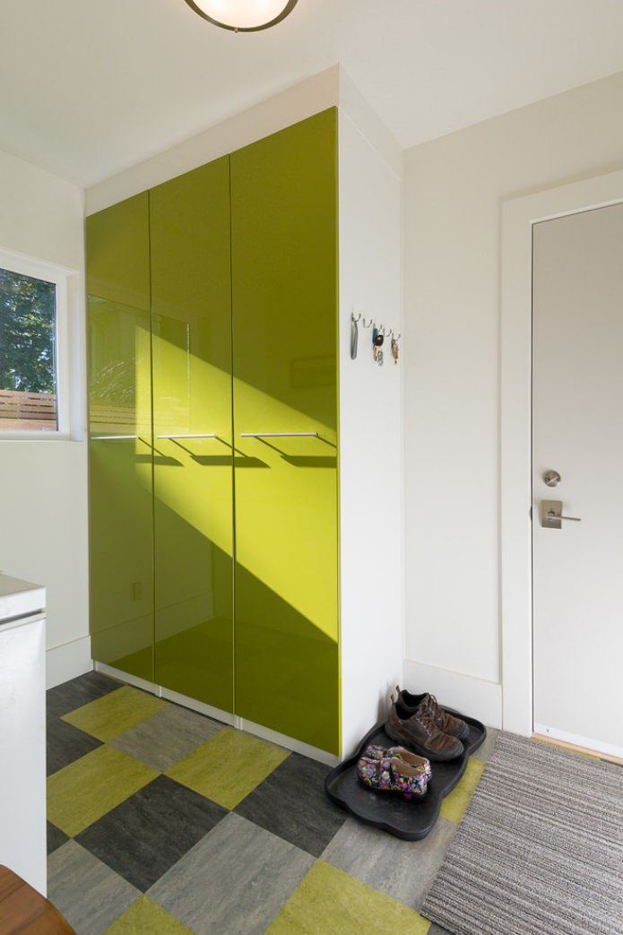 wardrobe with light green fronts