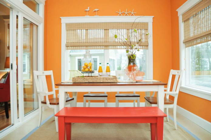 dining room in orange colors