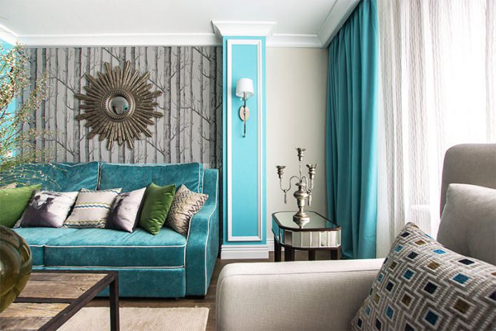  Gray-turquoise living room