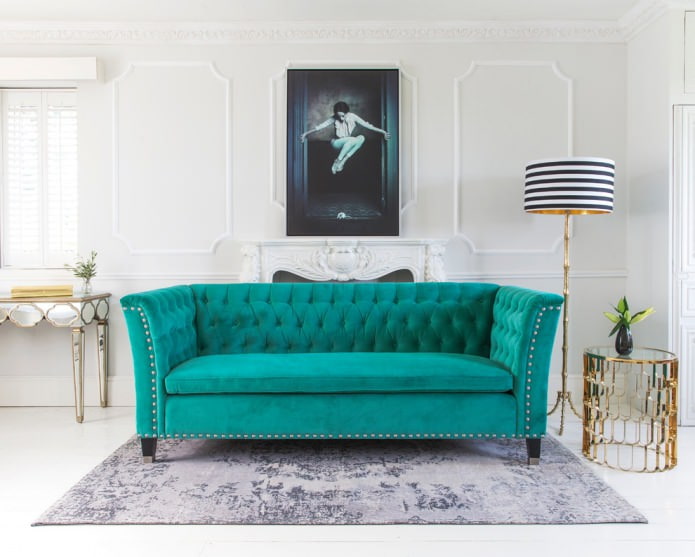 Deep turquoise sofa