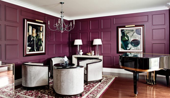 purple walls in the living room