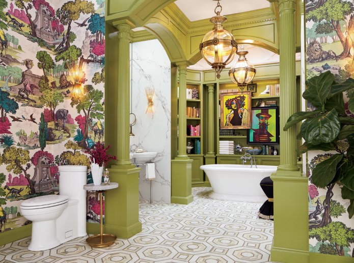 fürdőszoba zöld árnyalatokkal