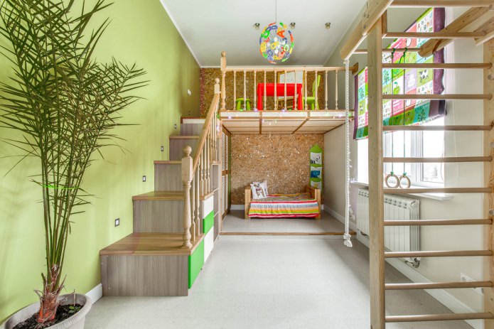 Kinderzimmer in braun-olivfarben