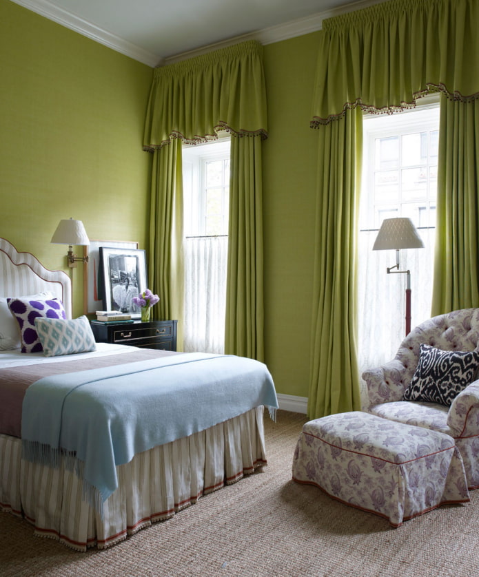 pistachio curtains in the interior