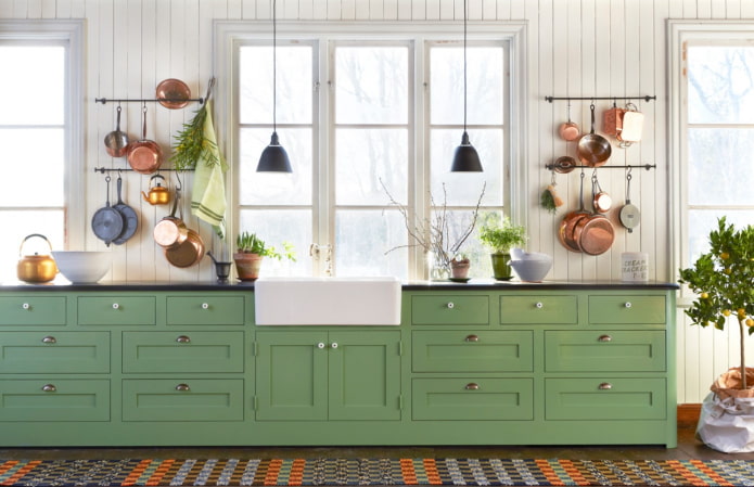 pistachio kitchen without top cabinets