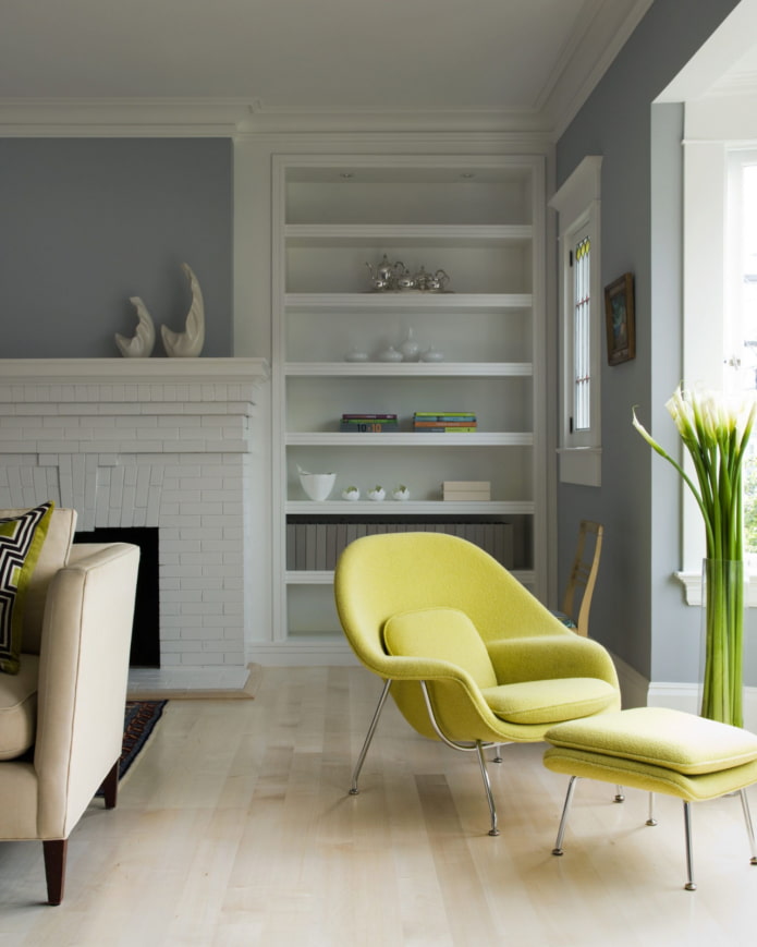 colored armchair with pouf