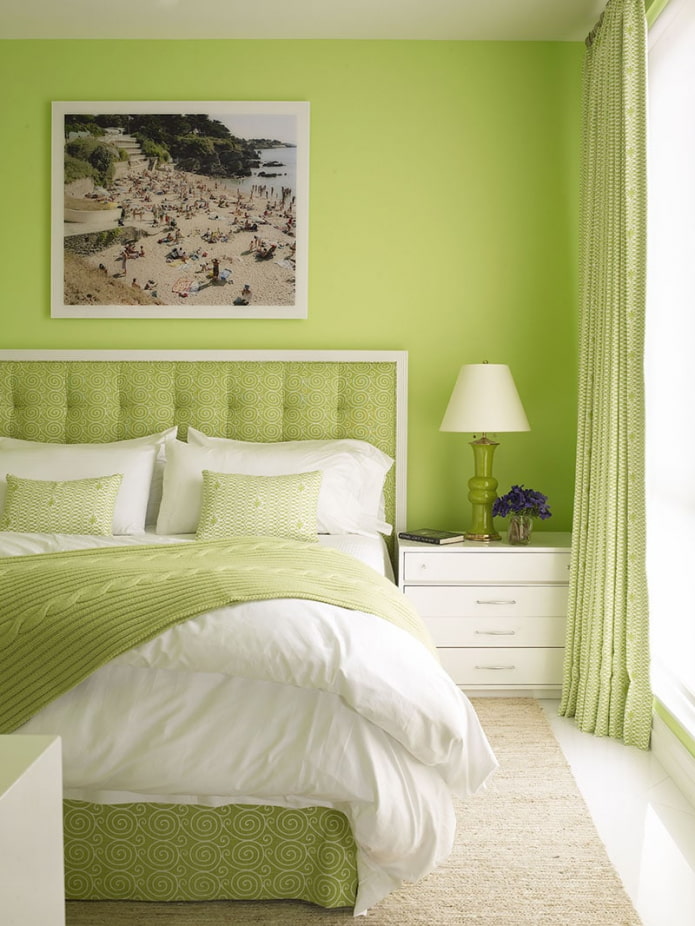 bedroom in green colors