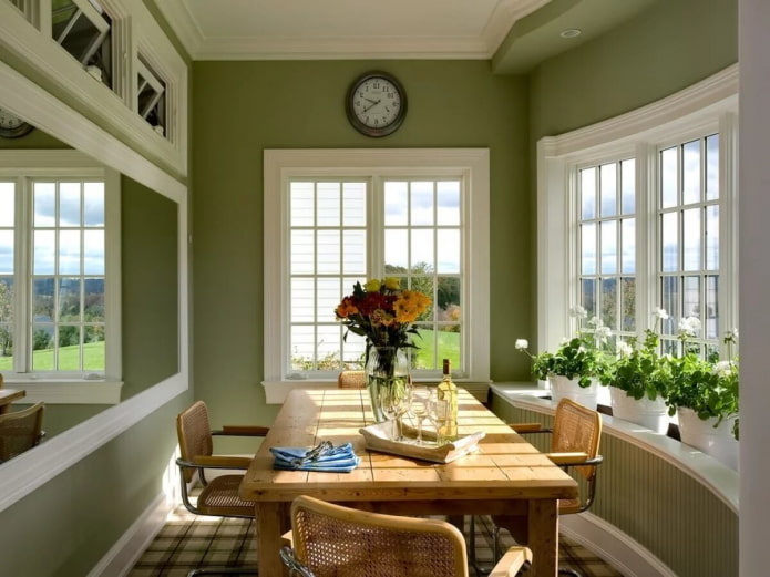 dining room in green colors
