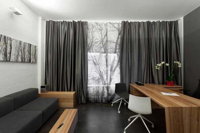 gray curtains with a pattern