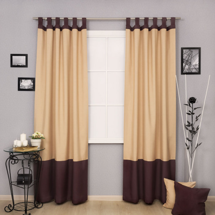 beige curtains with brown loops