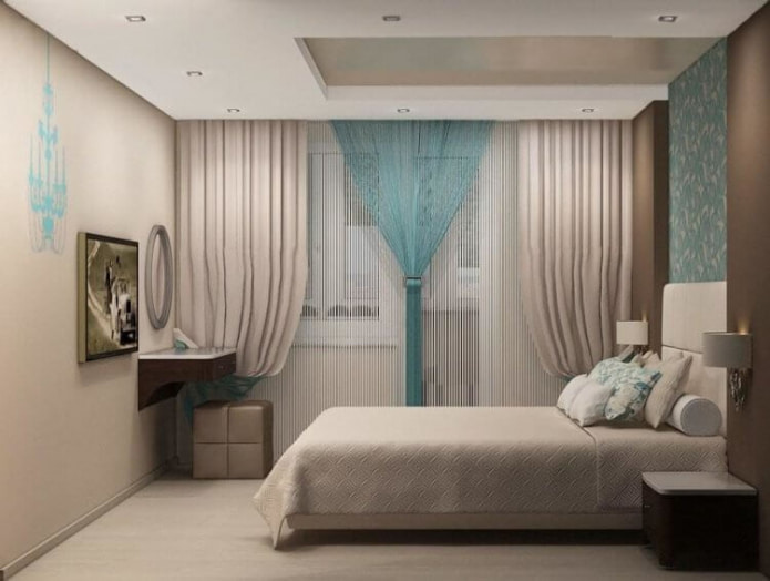 turquoise beige bedroom interior