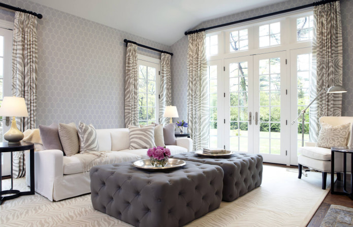 patterns on curtains with panoramic windows