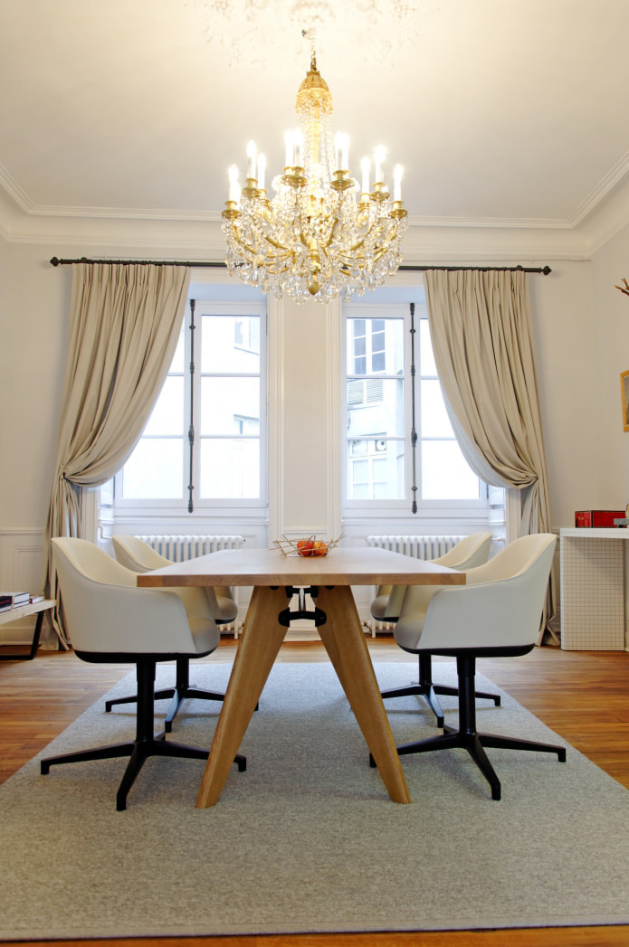 dining room with curtains and holder