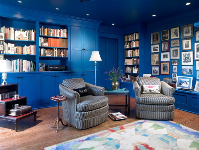 blue ceiling and walls