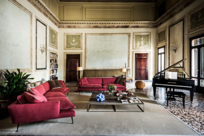 burgundy classic sofa