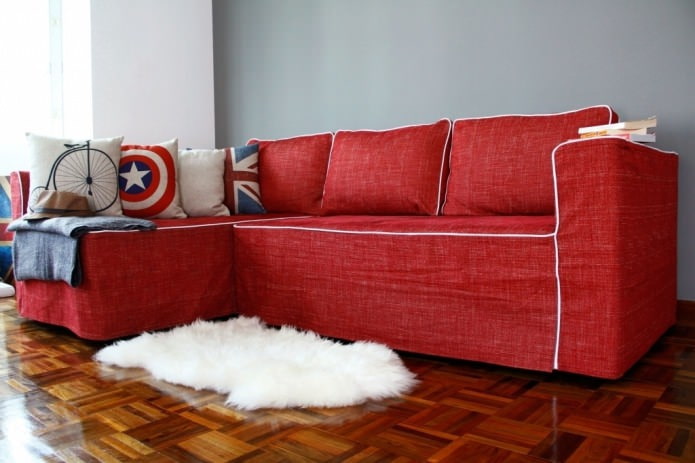 red matting sofa cover