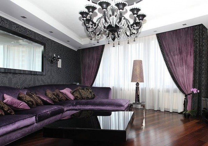 Black and purple blackout curtains