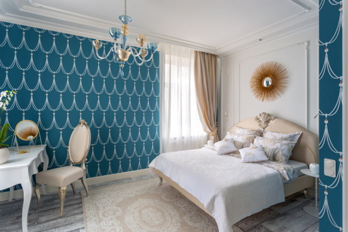 classic bedroom with stucco molding