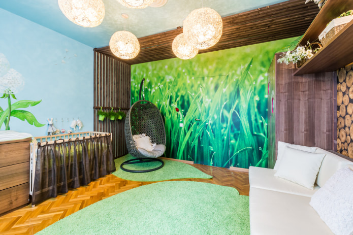 wallpaper with the image of grass in the room for a newborn