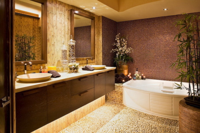 tiles and bamboo in the bathroom