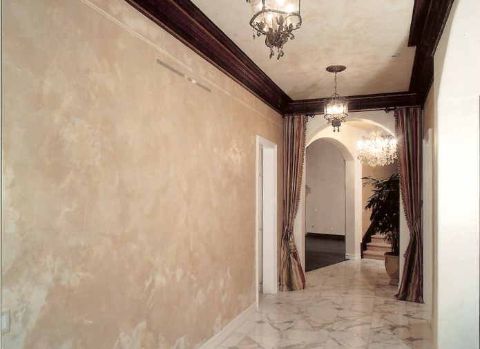 cream walls in the hallway