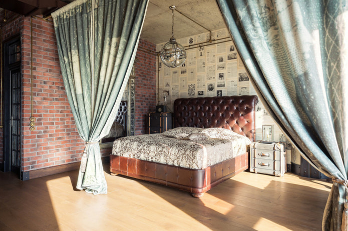 Schlafzimmerfarbschema im industriellen Stil
