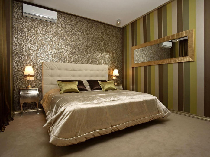 wallpaper with silk screen printing in the bedroom