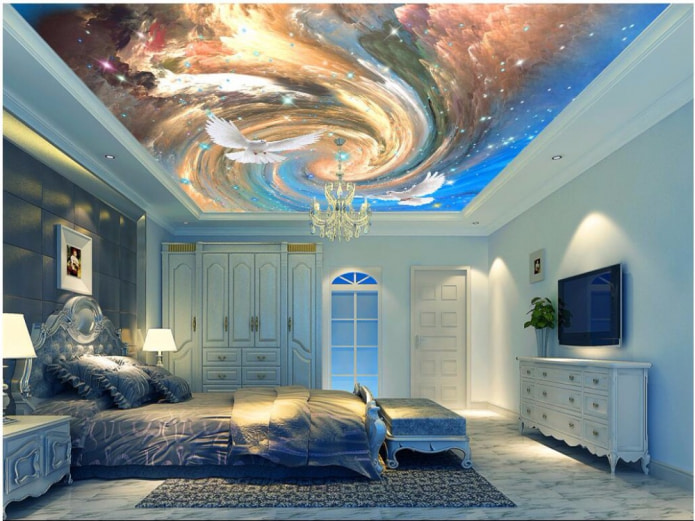 3d wallpaper on the ceiling