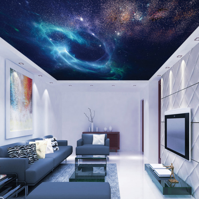 the image of the galaxy on the ceiling