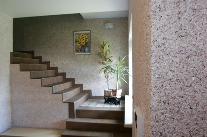 staircase with liquid wallpaper