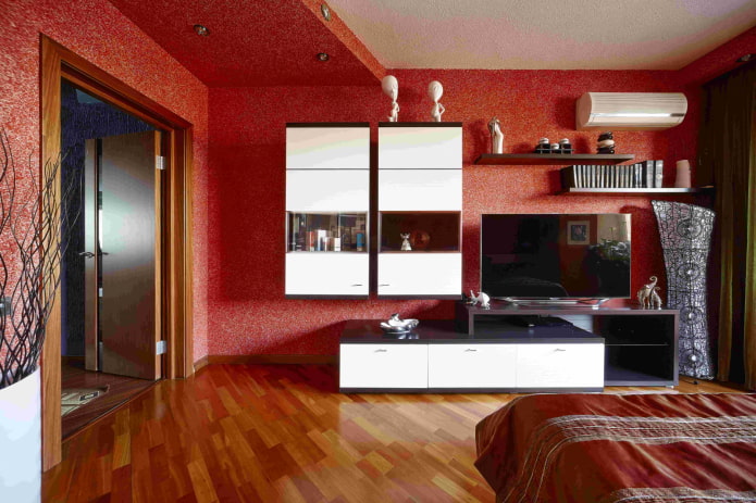 red walls in the living room