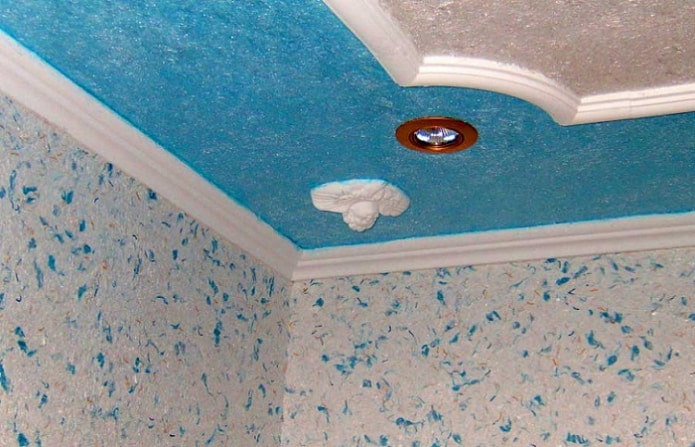 blue liquid wallpaper on the ceiling