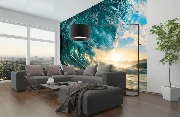 wall mural with wave pattern