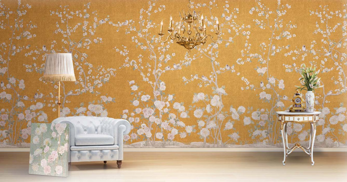 vinyl wallpaper with tea roses