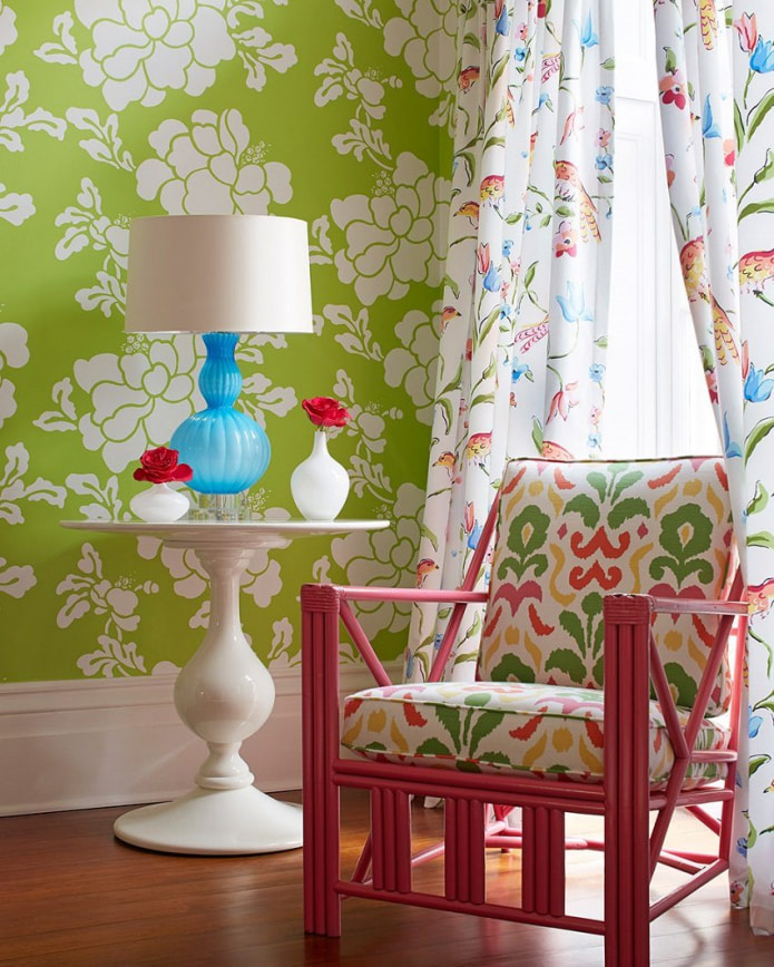 wallpaper of light green color with a floral print