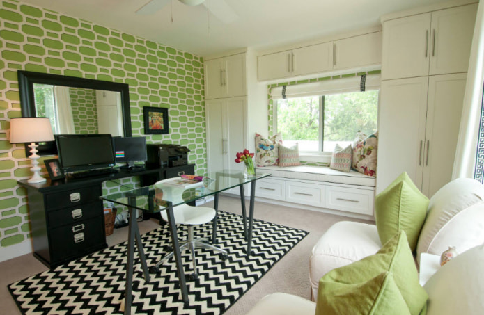 combination of light green with white in the interior
