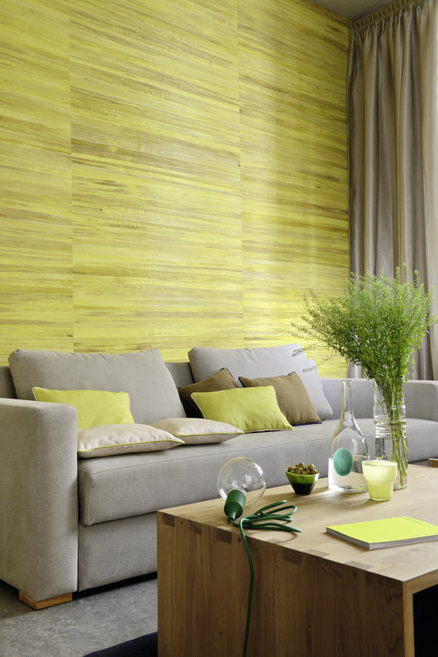 wallpaper ng light green na kulay sa isang modernong istilo