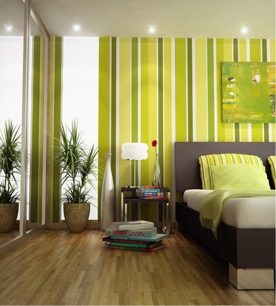 wallpaper ng light green na kulay sa isang modernong istilo