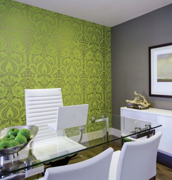 combination of light green with gray in the interior