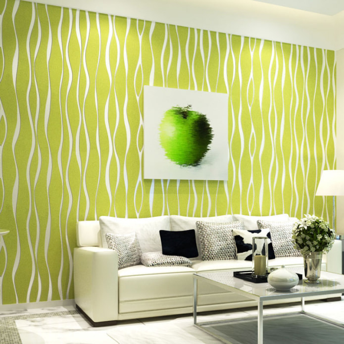 wallpaper of light green color in the hall