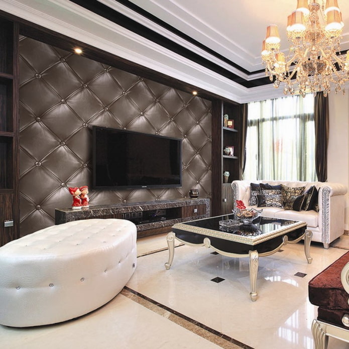 wallpaper with quilted leather effect