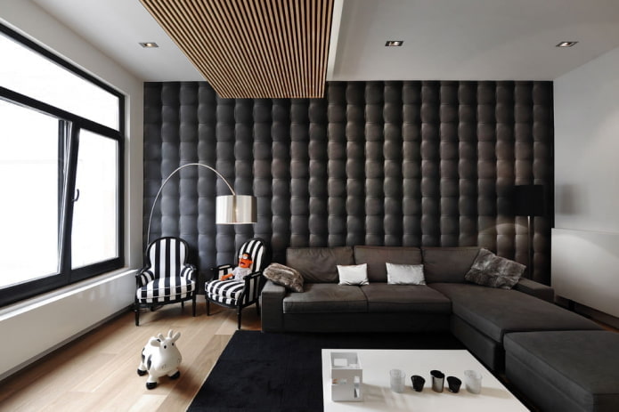 wallpaper with quilted leather effect
