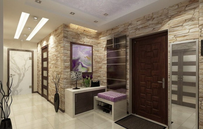 stone walls in the corridor and hallway