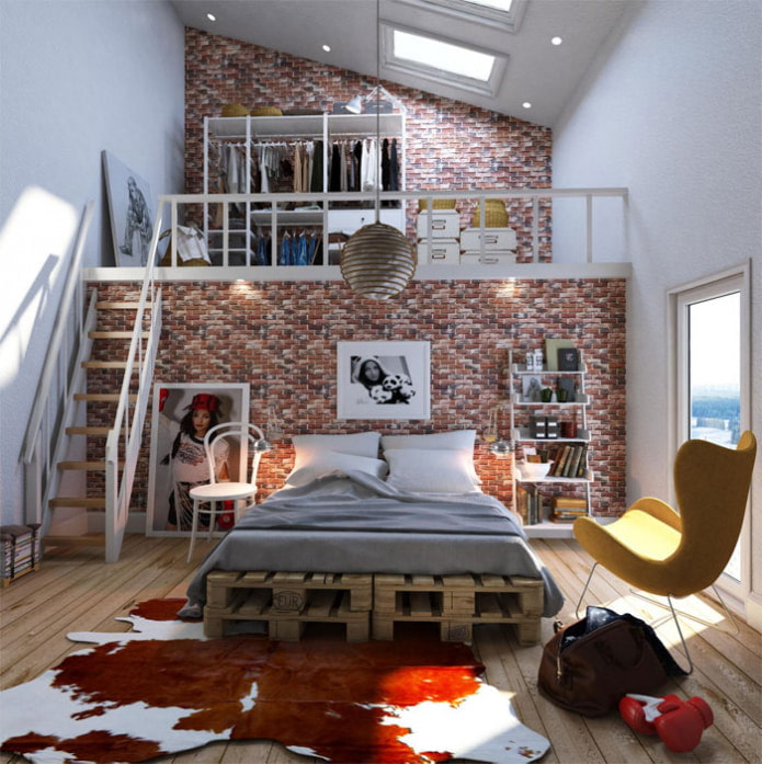 tetőtéri stílusú szoba