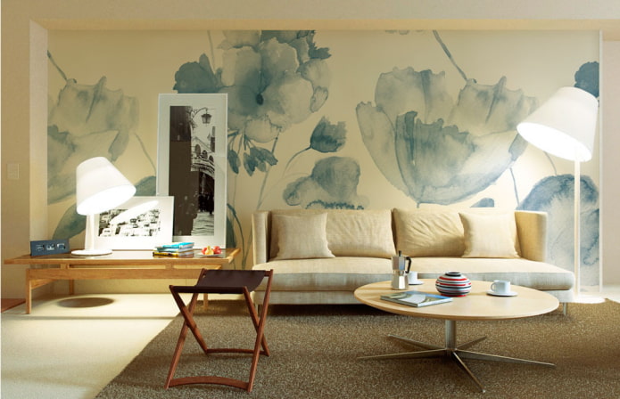 floral wallpaper sa modernong istilo